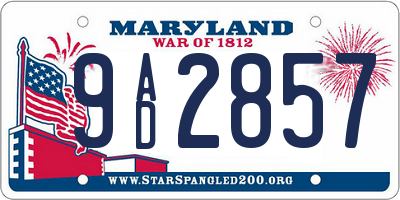 MD license plate 9AD2857