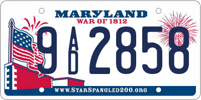 MD license plate 9AD2858