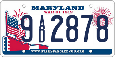 MD license plate 9AD2878