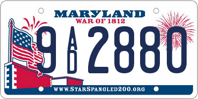 MD license plate 9AD2880