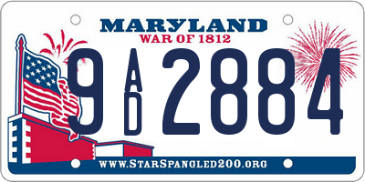 MD license plate 9AD2884