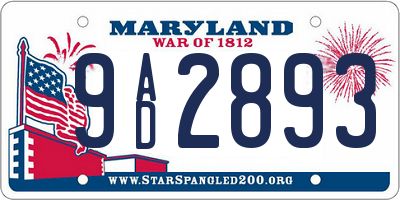 MD license plate 9AD2893