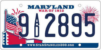 MD license plate 9AD2895