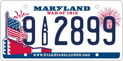 MD license plate 9AD2899