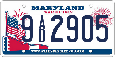 MD license plate 9AD2905