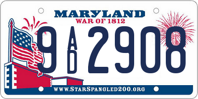 MD license plate 9AD2908