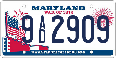 MD license plate 9AD2909