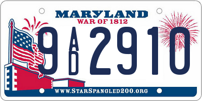 MD license plate 9AD2910