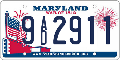 MD license plate 9AD2911