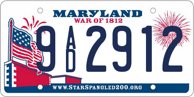 MD license plate 9AD2912