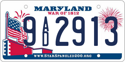 MD license plate 9AD2913