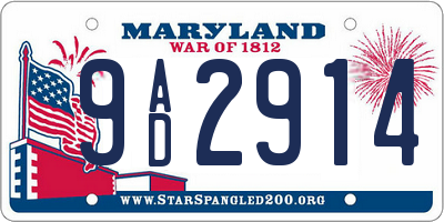 MD license plate 9AD2914