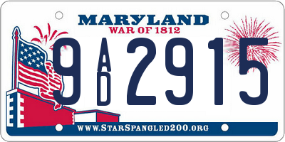 MD license plate 9AD2915