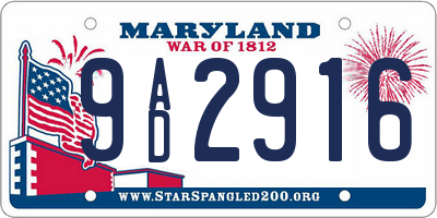 MD license plate 9AD2916