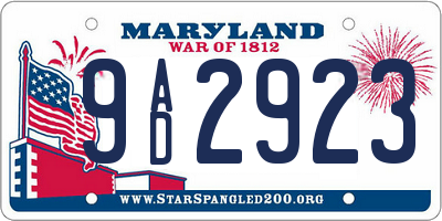 MD license plate 9AD2923
