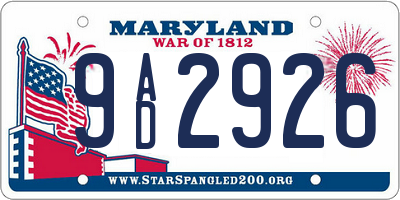 MD license plate 9AD2926