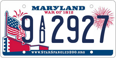 MD license plate 9AD2927