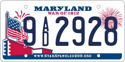 MD license plate 9AD2928