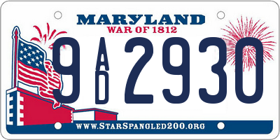 MD license plate 9AD2930