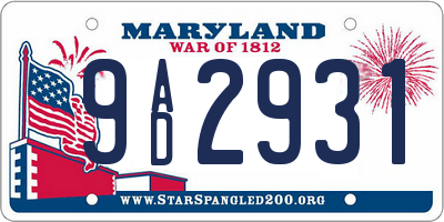 MD license plate 9AD2931