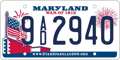 MD license plate 9AD2940