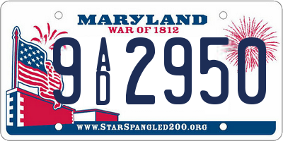MD license plate 9AD2950