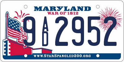 MD license plate 9AD2952