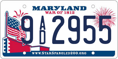 MD license plate 9AD2955