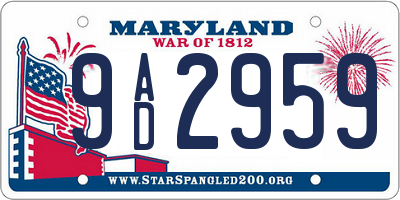 MD license plate 9AD2959