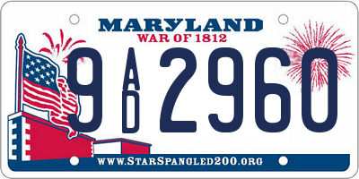 MD license plate 9AD2960