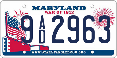 MD license plate 9AD2963