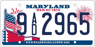 MD license plate 9AD2965