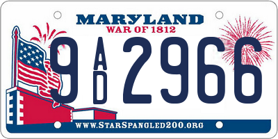 MD license plate 9AD2966