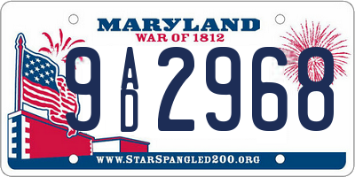 MD license plate 9AD2968