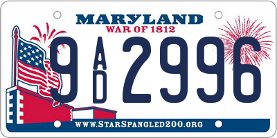 MD license plate 9AD2996