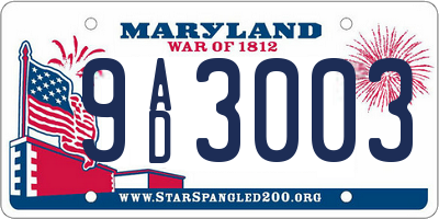MD license plate 9AD3003