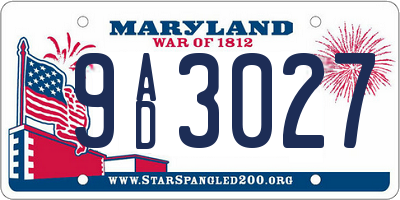 MD license plate 9AD3027