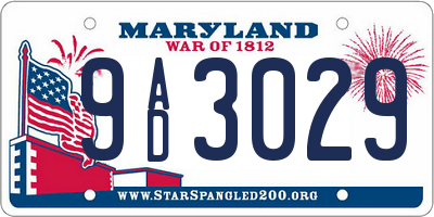MD license plate 9AD3029