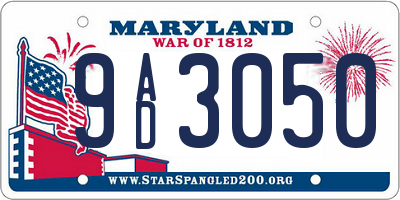 MD license plate 9AD3050