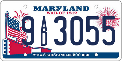 MD license plate 9AD3055