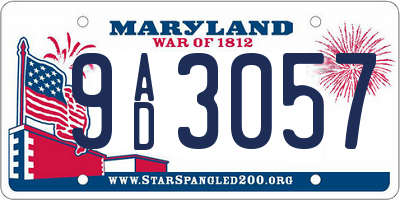 MD license plate 9AD3057