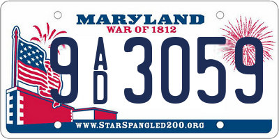 MD license plate 9AD3059