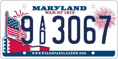 MD license plate 9AD3067