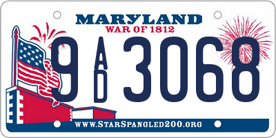 MD license plate 9AD3068