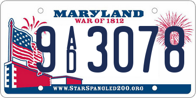 MD license plate 9AD3078