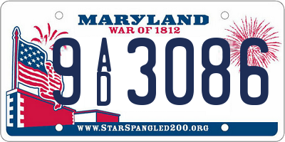 MD license plate 9AD3086