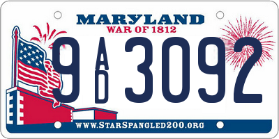 MD license plate 9AD3092