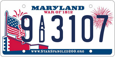 MD license plate 9AD3107