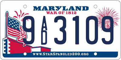 MD license plate 9AD3109