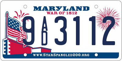 MD license plate 9AD3112